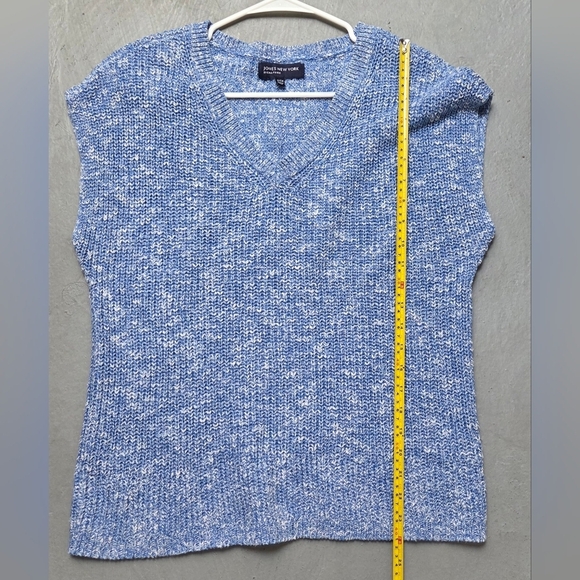 Jones New York Speckled Blue V-Neck Boxy Boho Cottagcore Pullover Sz S/M Sweater - Picture 4 of 7